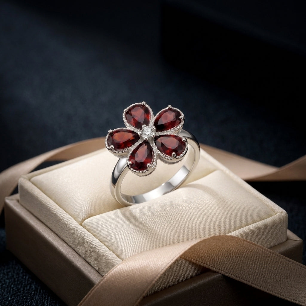 Anillo Flor Roja