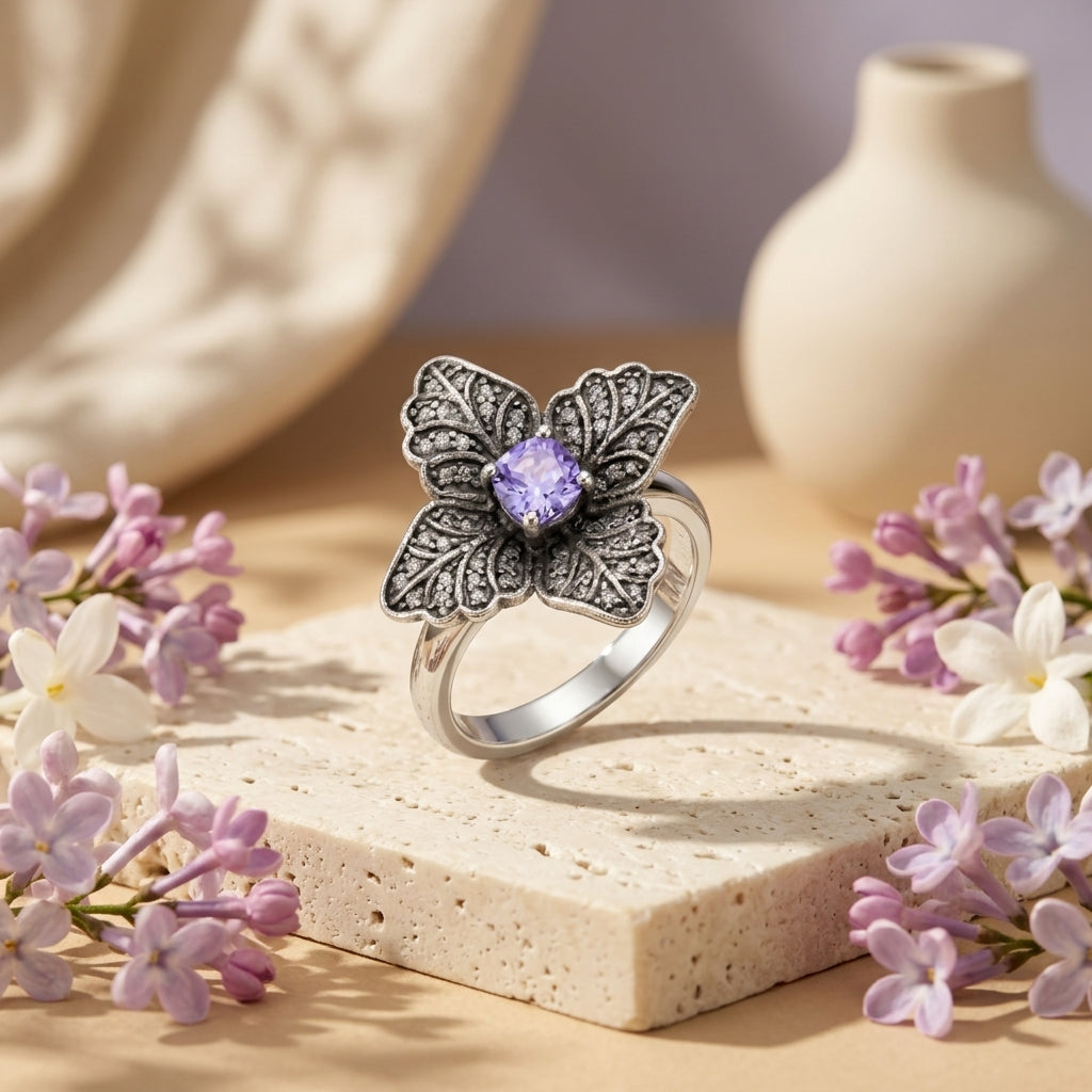 Anillo Flor Lavanda