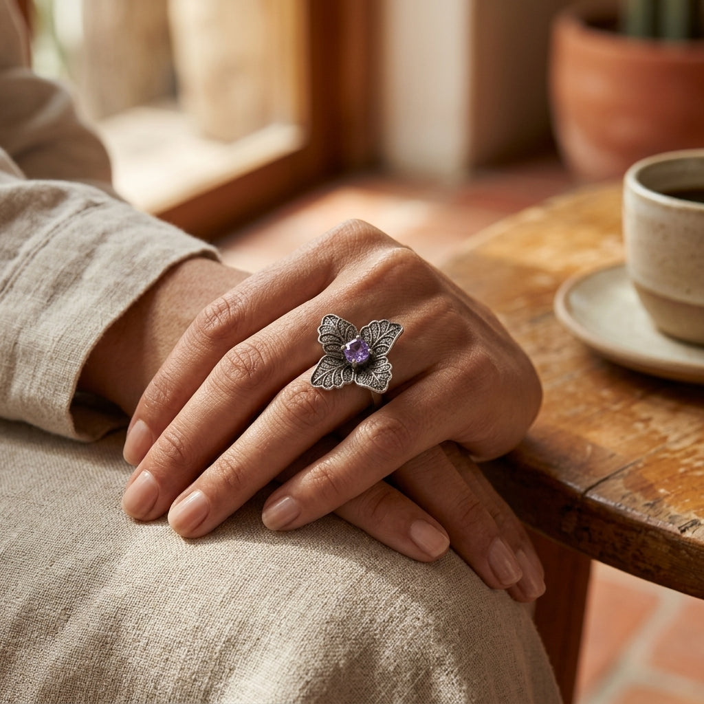 Anillo Flor Lavanda