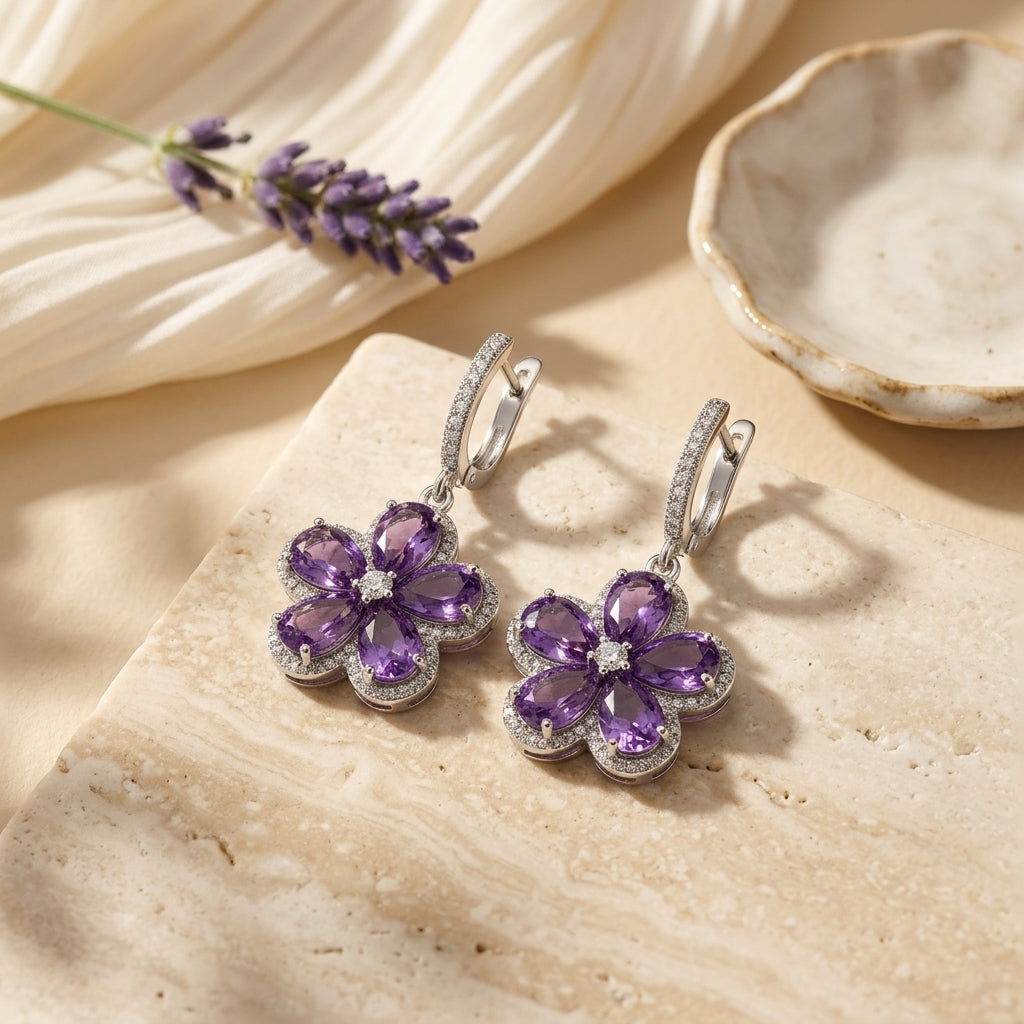 Arete Flor de Amatista