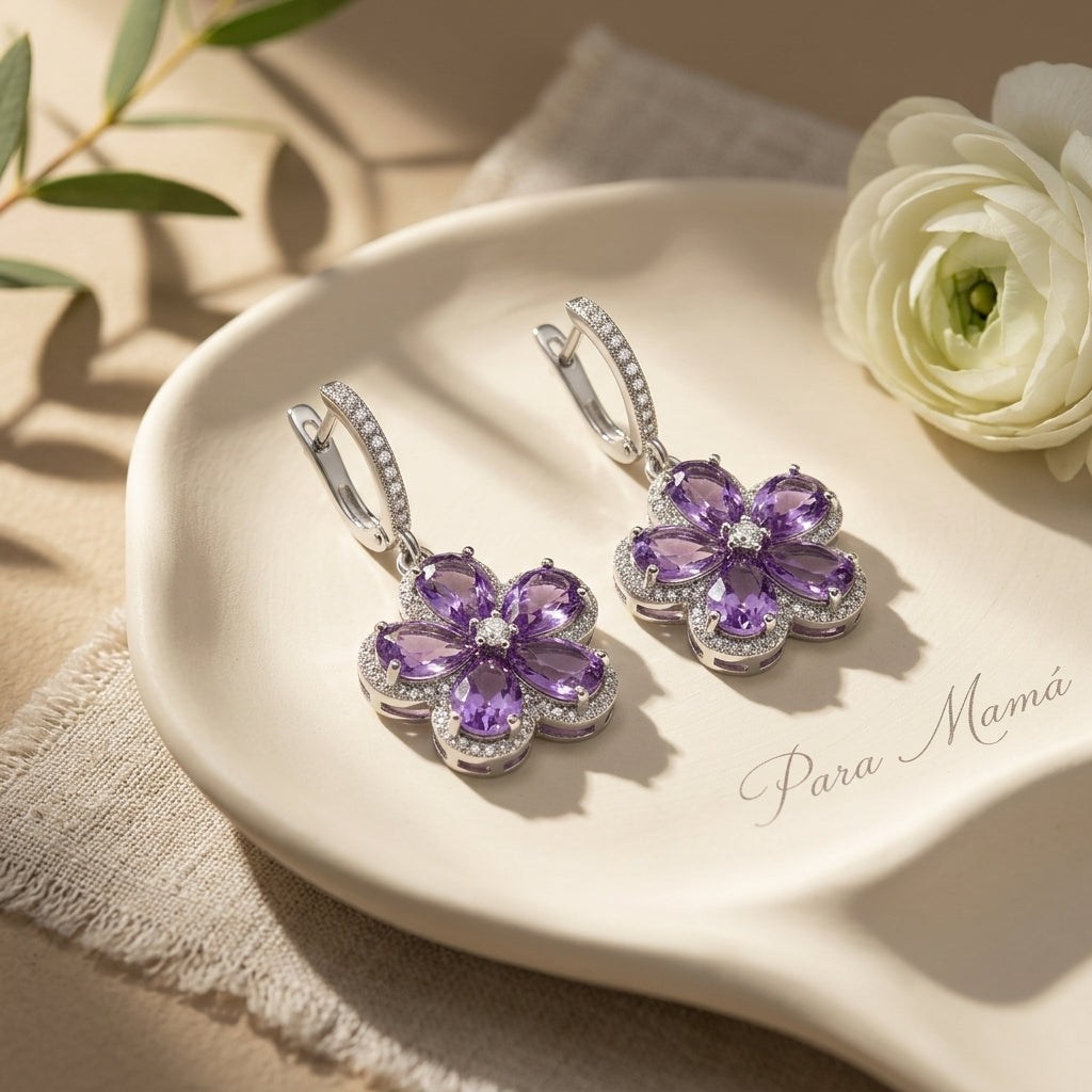 Arete Flor de Amatista