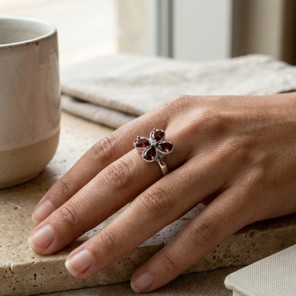Anillo Flor Roja