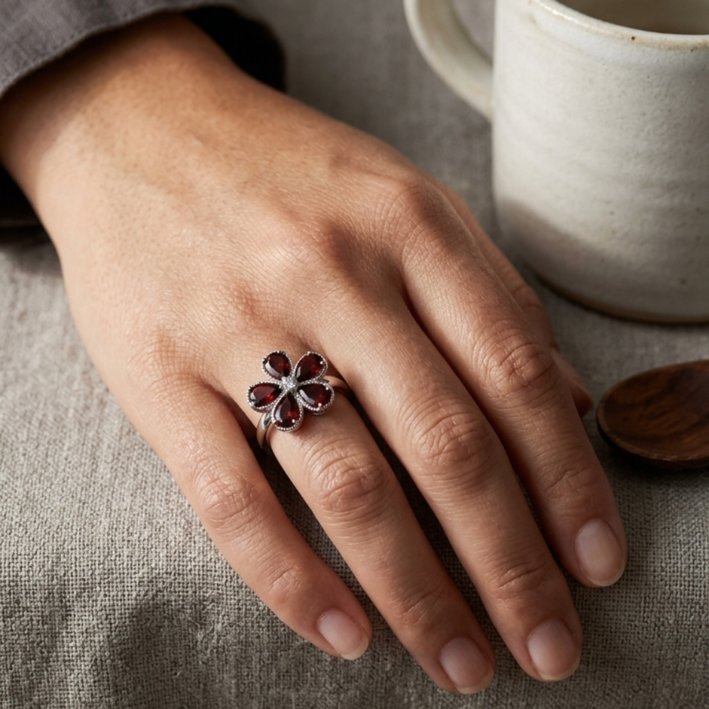 Anillo Flor Roja