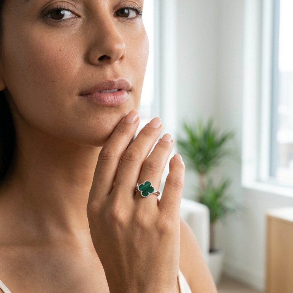 Anillo Trébol Amaxonita